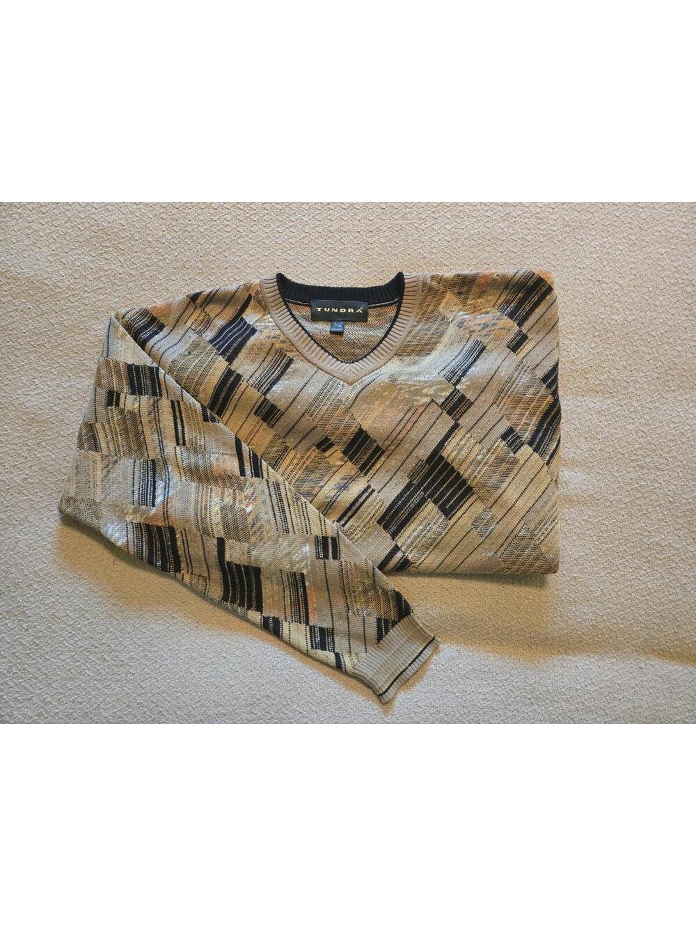 Tundra Sweater L | Abstract Earth-Tone Knit